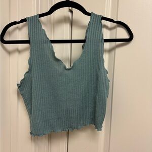 SHEIN Ribbed Blue Tank Top